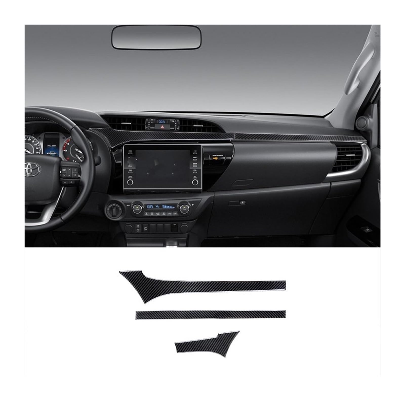 Auto Innen Zubehör Für Toyota Für Hilux 2015-2021 Carbon Faser Dashboard Navigation AC Air Outlet Rahmen Aufkleber Trim Abdeckung Auto Dekorative Aufkleber Auto Innenraum Zubehör(E) von BOHHO