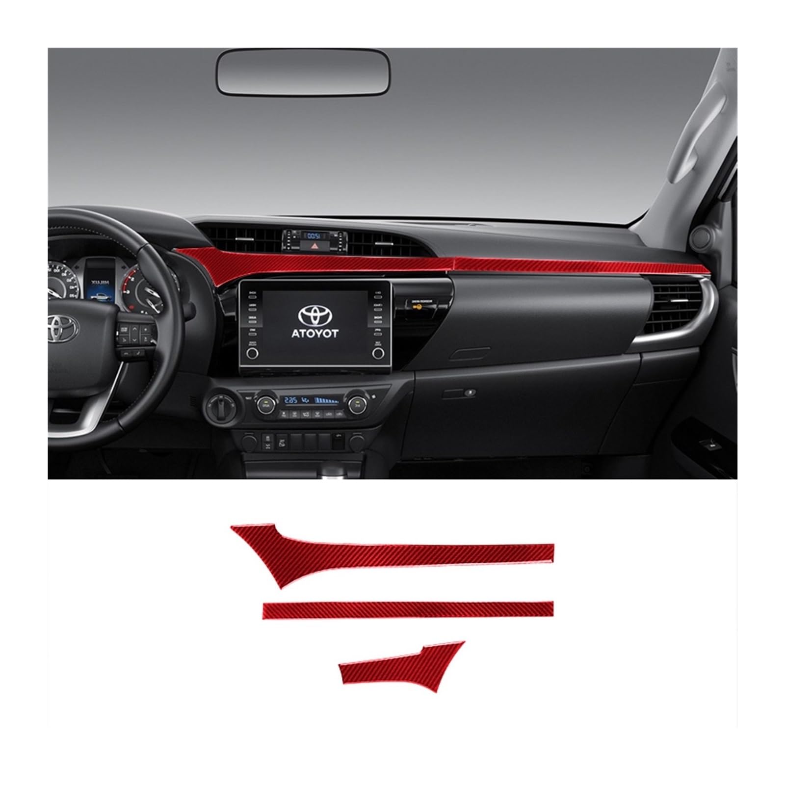 Auto Innen Zubehör Für Toyota Für Hilux 2015-2021 Carbon Faser Dashboard Navigation AC Air Outlet Rahmen Aufkleber Trim Abdeckung Auto Dekorative Aufkleber Auto Innenraum Zubehör(F) von BOHHO