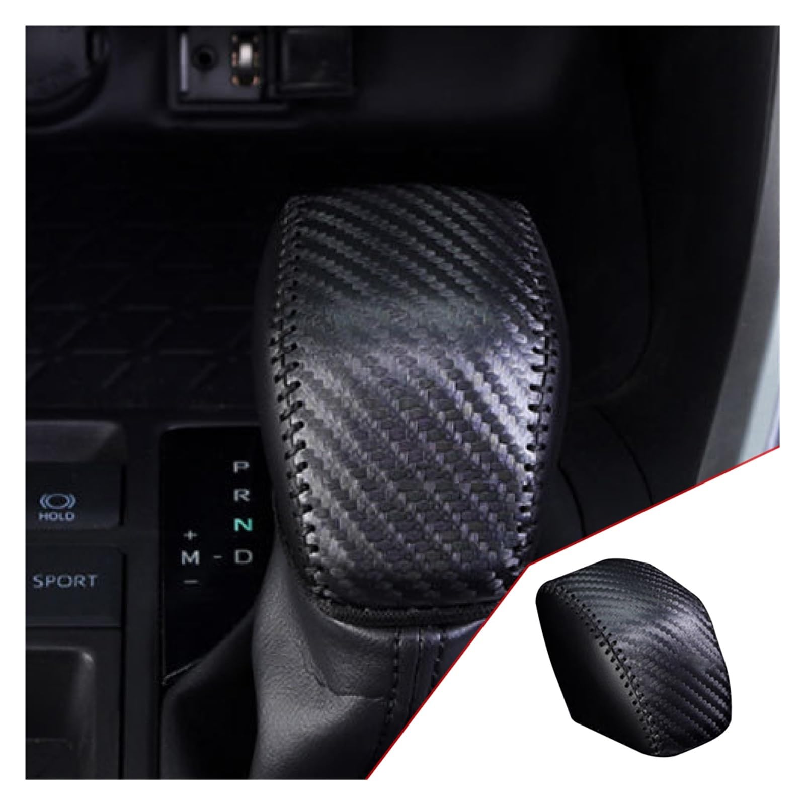 Auto Innen Zubehör Für Toyota Für RAV4 Für RAV 4 XA50 MK5 2019 2020 2021 Leder Auto Getriebe Kopf Schaltknauf Abdeckung Getriebe Shift CollarsAccessories Auto Innenraum Zubehör(Carbon fiber) von BOHHO