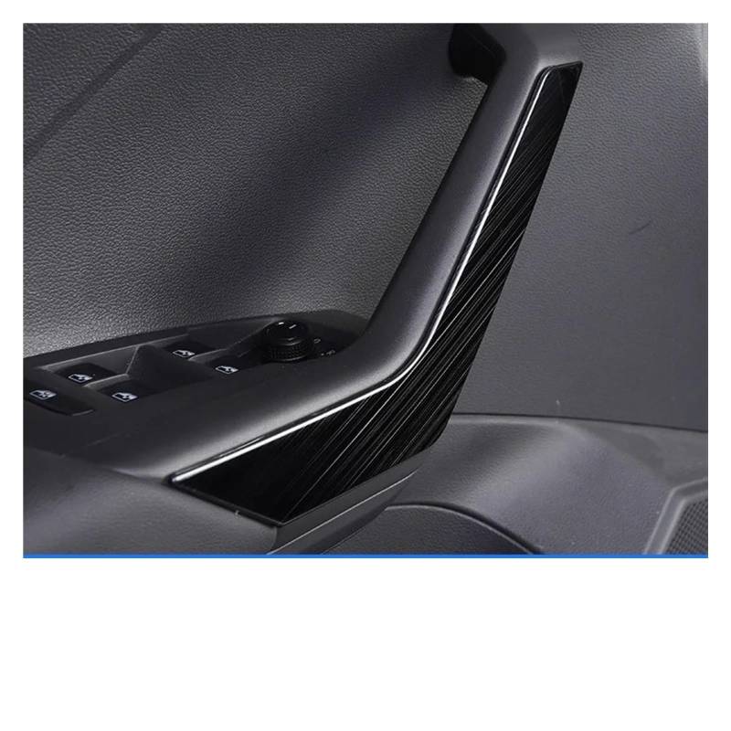 Auto Innen Zubehör Für VW Für T-cross Für Tcross 2019 2020 2021 2022 Auto Innentür Handlauf Trim Zierstreifen Abdeckung Styling Aufkleber Auto Innenraum Zubehör(Black Brushed) von BOHHO