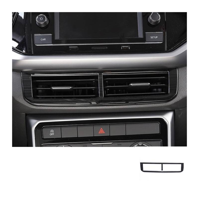 Auto Innen Zubehör Für VW Für T-kreuz Für Tcross 2019 2020 2021 2022 Auto Konsole Air Vent Outlet Trim Aufkleber Garnieren Abdeckung Styling Auto Innenraum Zubehör(Black Brushed) von BOHHO