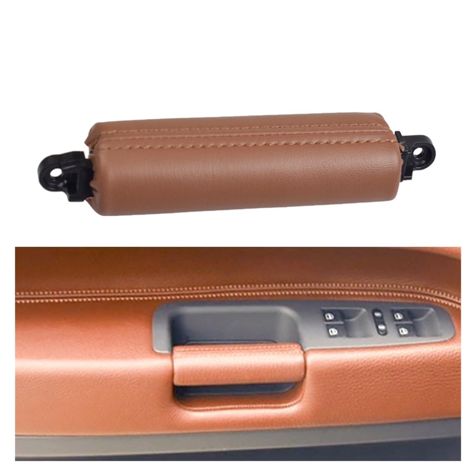 Auto Innen Zubehör Für VW Für Touareg 2003-2010 Auto Innentür Links Rechts Hand Fahrer Leder Pull Griff Auto Innenraum Zubehör(Red Brown) von BOHHO