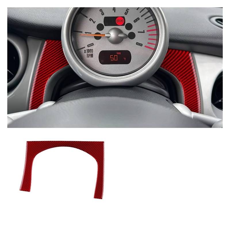 Auto Interieur Zubehör Für Mini Für Cooper R50 R53 Auto Armaturenbrett Konsole Seitliche Luftauslass Abdeckung Verkleidung Weiche Carbonfaser Innenaufkleber Autozubehör(LHD ABOVE RED) von BOHHO