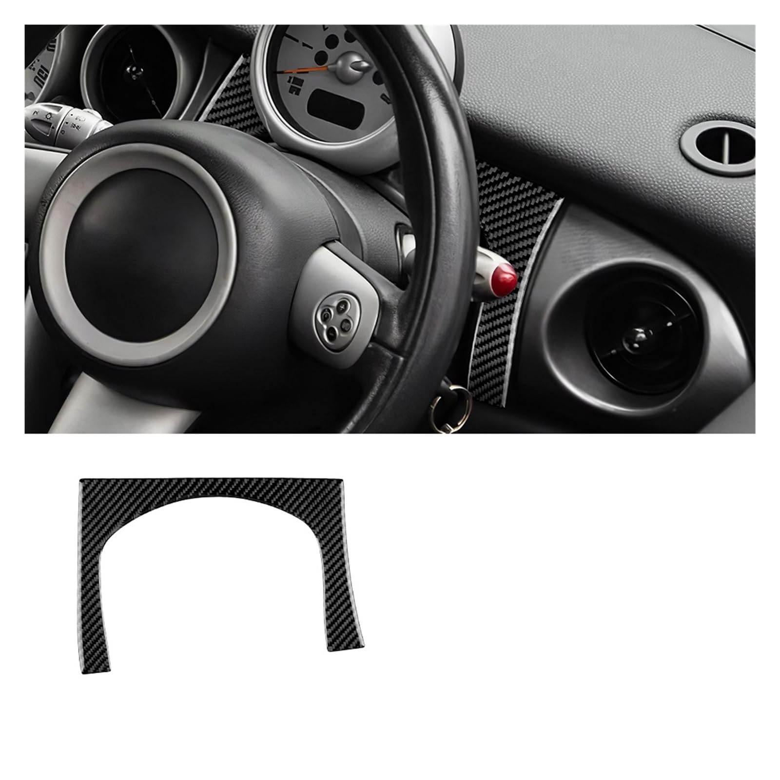 Auto Interieur Zubehör Für Mini Für Cooper R50 R53 Auto Armaturenbrett Konsole Seitliche Luftauslass Abdeckung Verkleidung Weiche Carbonfaser Innenaufkleber Autozubehör(RHD ABOVE BLACK) von BOHHO