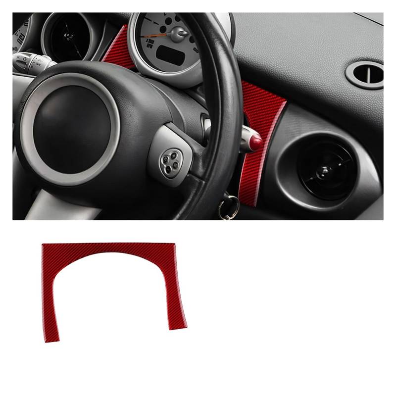 Auto Interieur Zubehör Für Mini Für Cooper R50 R53 Auto Armaturenbrett Konsole Seitliche Luftauslass Abdeckung Verkleidung Weiche Carbonfaser Innenaufkleber Autozubehör(RHD ABOVE RED) von BOHHO