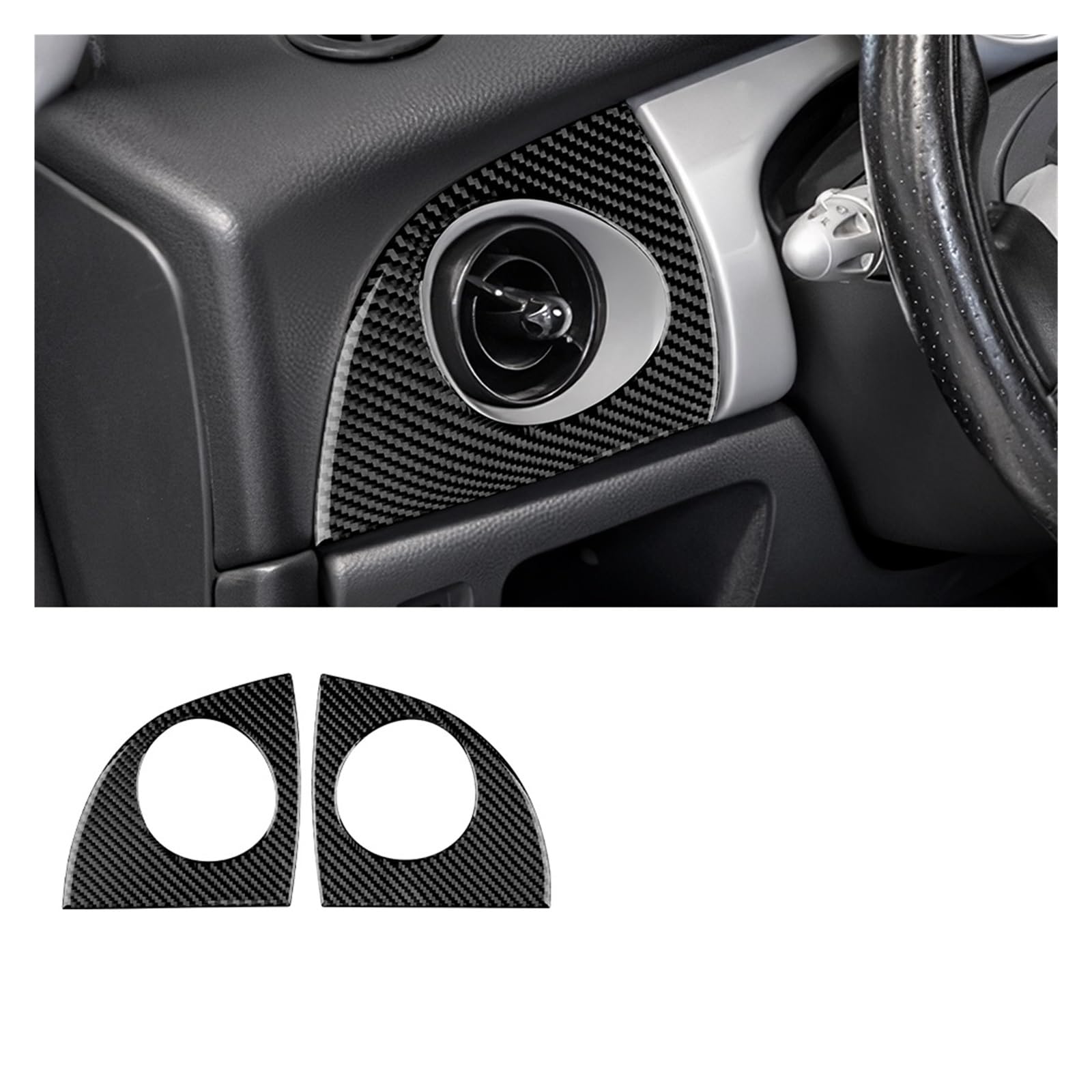 Auto Interieur Zubehör Für Mini Für Cooper R50 R53 Auto Armaturenbrett Konsole Seitliche Luftauslass Abdeckung Verkleidung Weiche Carbonfaser Innenaufkleber Autozubehör(SIDE VENTS BLACK) von BOHHO