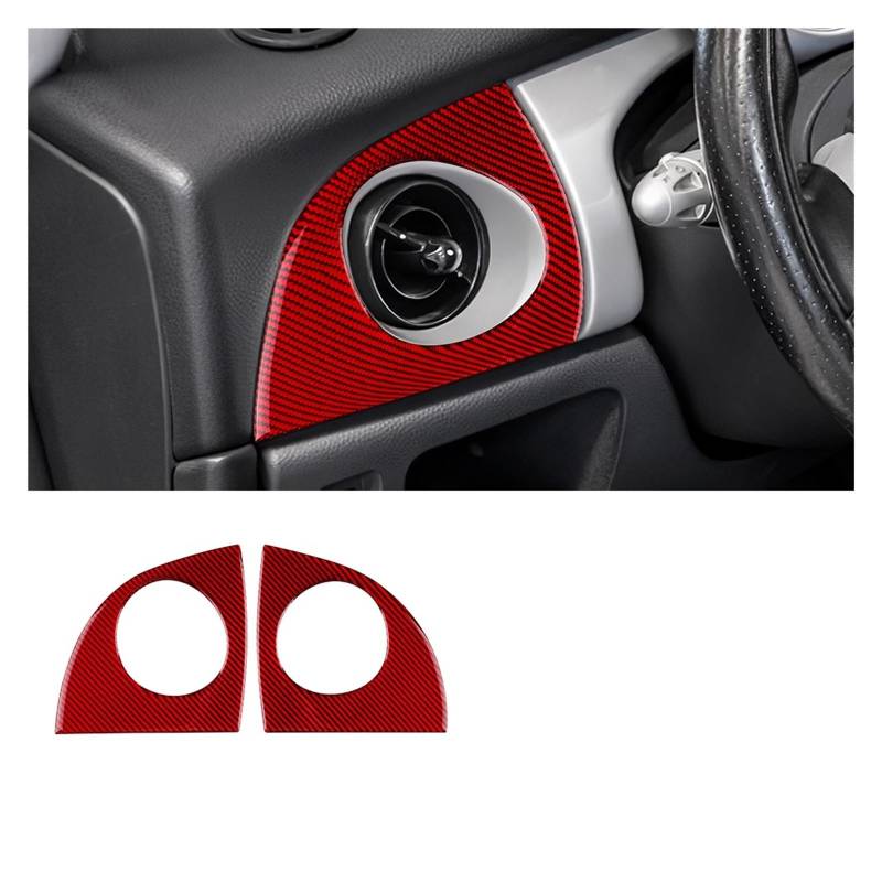 Auto Interieur Zubehör Für Mini Für Cooper R50 R53 Auto Armaturenbrett Konsole Seitliche Luftauslass Abdeckung Verkleidung Weiche Carbonfaser Innenaufkleber Autozubehör(SIDE VENTS RED) von BOHHO