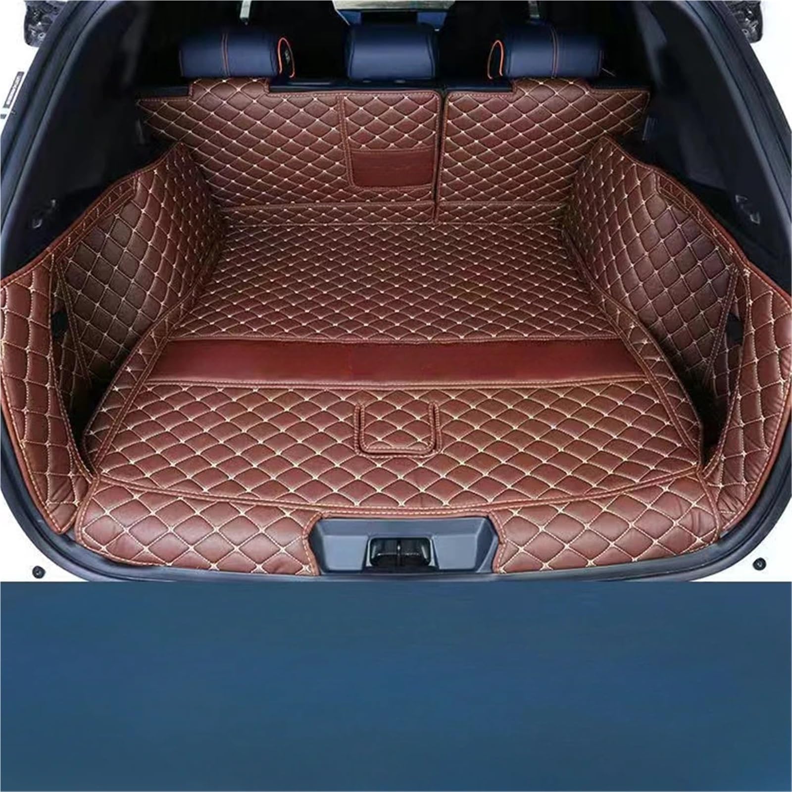 Kofferraummatte Für BYD Für Song Plus Für DM-i EV 2020-2023 Auto Alle Umgeben Hinteren Koffer Cargo Mat Boot Liner Fach Hinten Boot Kofferraumwanne(E- Balck Brown Full Set,Without Audio System) von BOHHO