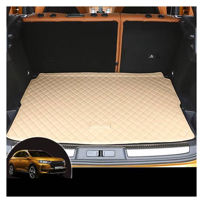 Kofferraummatte Für Citroen DS7 2017 2018 2019 2020 Leder Kofferraum Matte Cargo-Liner Teppich Zubehör Innen Kofferraumwanne(A-,Trunk Mat 1 Piece) von BOHHO