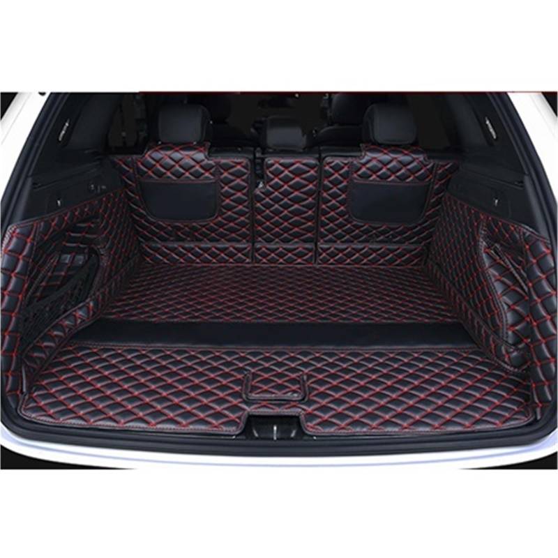 Kofferraummatte Für Civic 2021 PU Leder Kofferraum Matte Cargo-Liner Zubehör Innen Boot Kofferraumwanne(Black red) von BOHHO