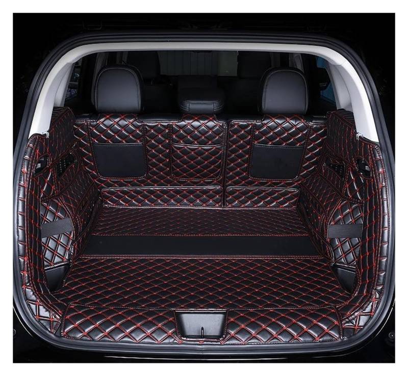 Kofferraummatte Für Haval H6 2024 Kofferraum Matte Kraftstoff EV Vollständige Abdeckung wasserdichte Cargo Liner Schmutzabweisend Kofferraumwanne(C- Full Black Red,Fuel) von BOHHO