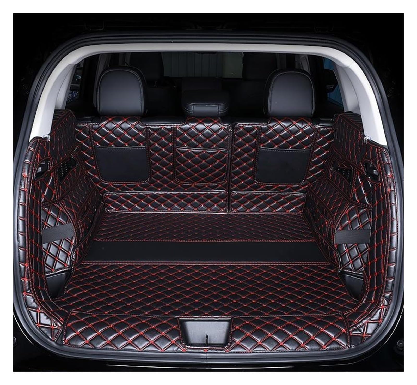 Kofferraummatte Für Haval H6 2024 Kofferraum Matte Kraftstoff EV Vollständige Abdeckung wasserdichte Cargo Liner Schmutzabweisend Kofferraumwanne(C- Full Black Red,PHEV) von BOHHO