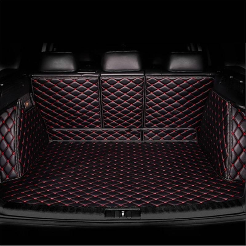 Kofferraummatte Für Haval H9 MK2 2024 2025 2026 2027 Kofferraum Matte Vollständig Kofferraum Matte Luxus Hinten Fracht Tablett Kofferraumwanne(M- Black Red) von BOHHO