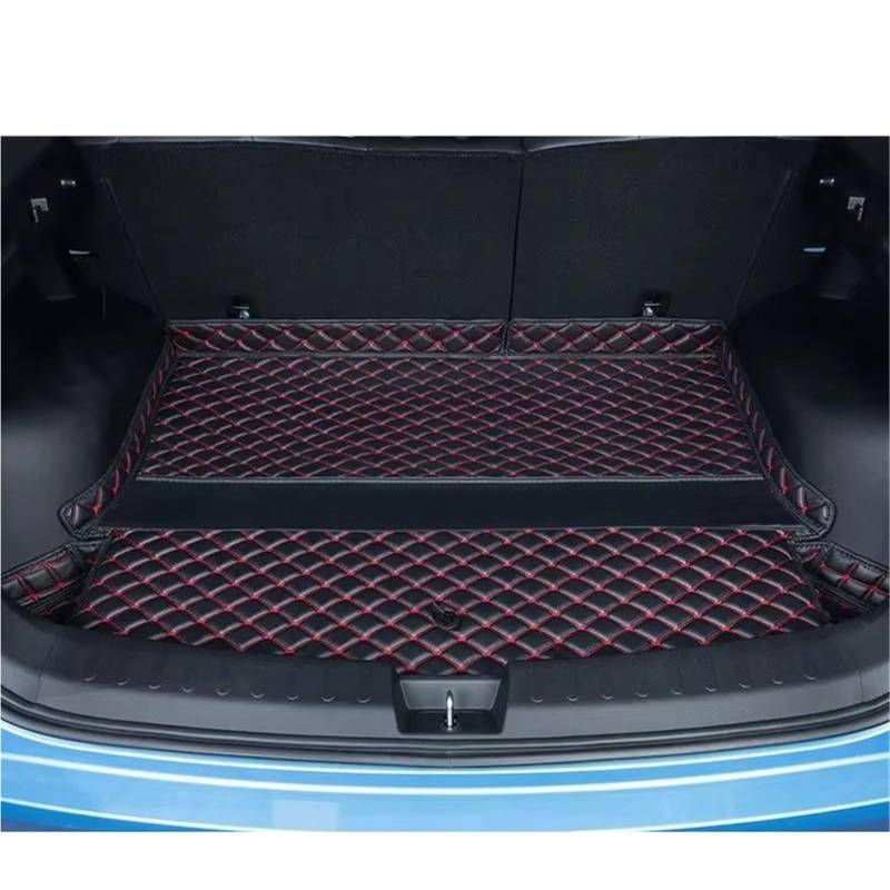 Kofferraummatte Für Nissan Für X Trail Epower Für Rogue T33 2021 2022 2023 2024 Kofferraum Matte wasserdichte Boot Mat Liner Fracht Trunk Fach Teppich Gepäck Pad Kofferraumwanne(Black Red,21-24 5Seat von BOHHO