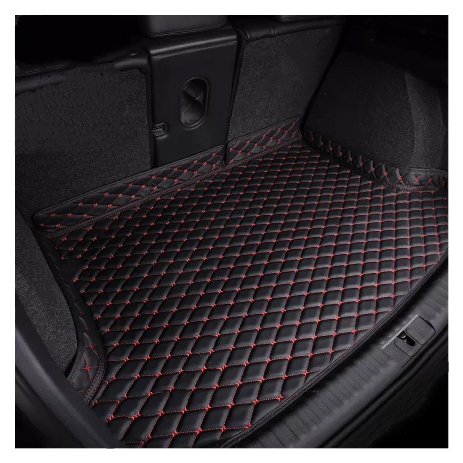 Kofferraummatte Für Volvo V60 2020 2021 2022 2023 2024 Kofferraum Matte Leder Boot Teppich Innen Zubehör Kofferraumwanne(Black-Red) von BOHHO