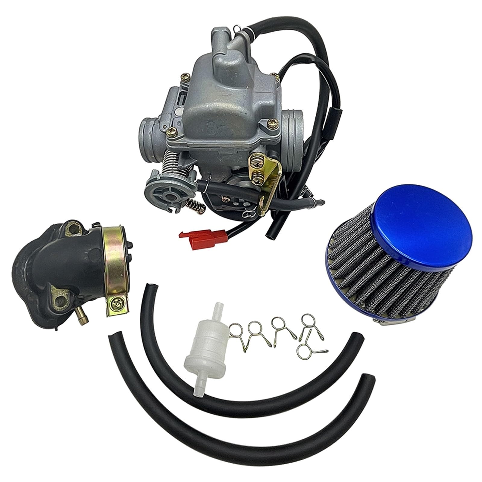 Motorrad Carburetor Motorrad Teile Vergaser GY6 Für PD24J Mit Ansaugkrümmer 125cc 150cc Fit Roller Für ATV Go Kart Roller 125cc für PD24J Heavy Duty Vergaser(1 Satz) von BOHHO