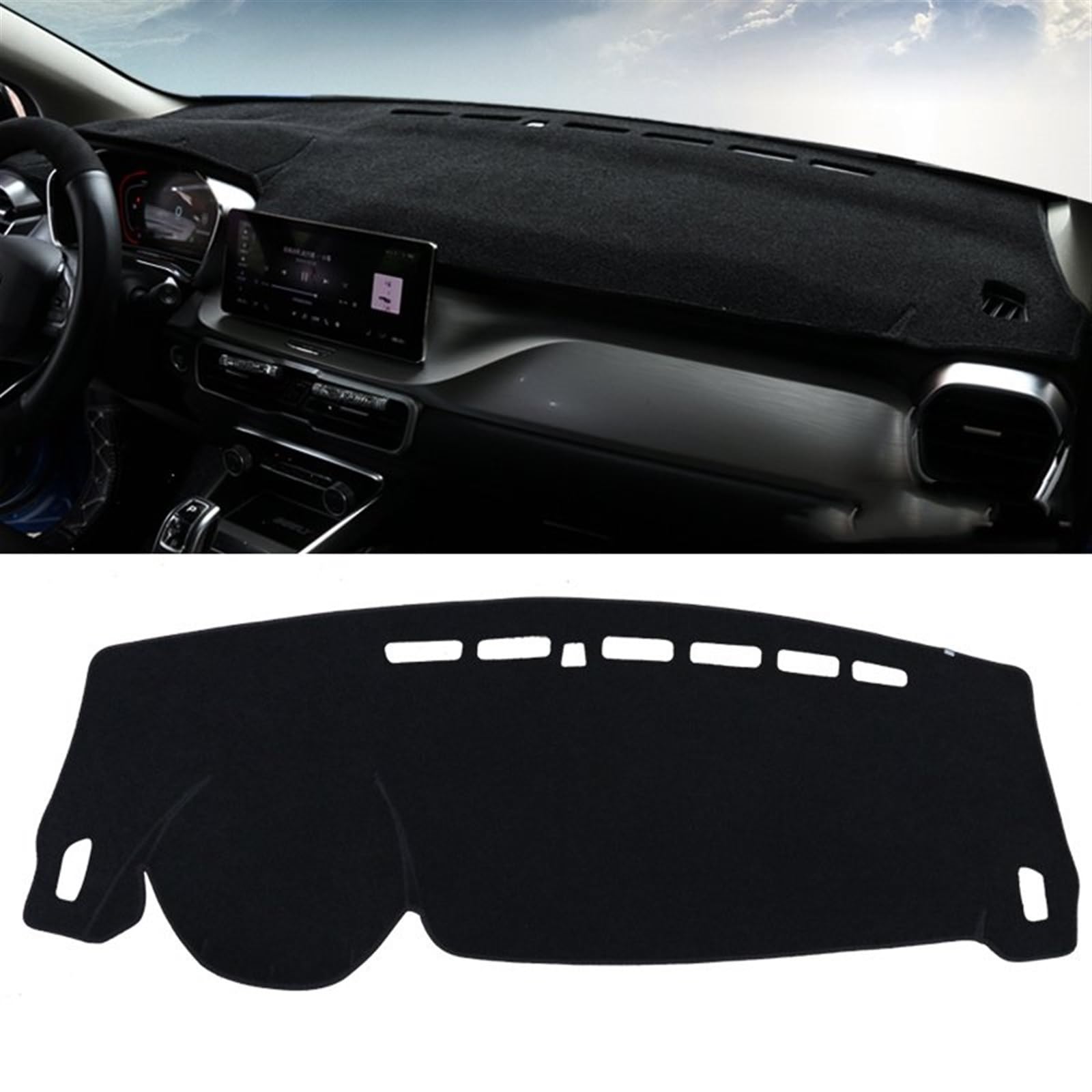 Shade Board Pad Für Geely Für Coolray 2018 2019 2020 2021 2022 2023 Auto Dashboard Abdeckung Vermeiden Licht Pads Sonnenschutz Matte Anti-Uv Auto Dashboard Abdeckung(Polyester Black Side) von BOHHO