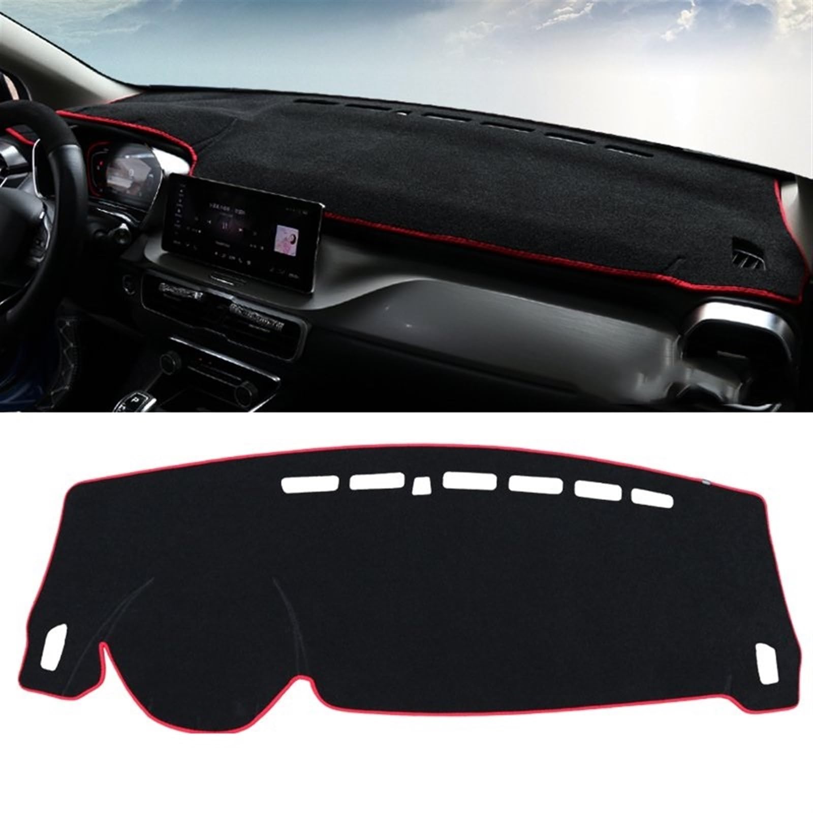 Shade Board Pad Für Geely Für Coolray 2018 2019 2020 2021 2022 2023 Auto Dashboard Abdeckung Vermeiden Licht Pads Sonnenschutz Matte Anti-Uv Auto Dashboard Abdeckung(Polyester Red Side) von BOHHO