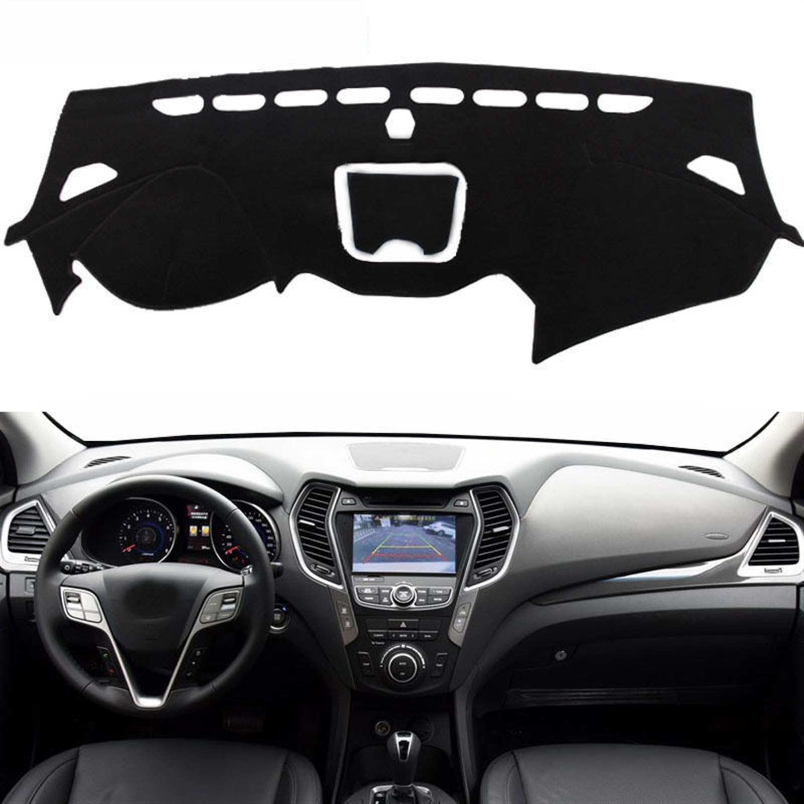 Shade Board Pad Für Hyundai Für Santa Fe IX45 Für Maxcruz 2013 2014 2015 2016 2017 2018 Sonnenschirm Kissen Teppich Auto Dashboard Abdeckung Matte Pad Auto Dashboard Abdeckung(Black(Black Edge),Linksl von BOHHO