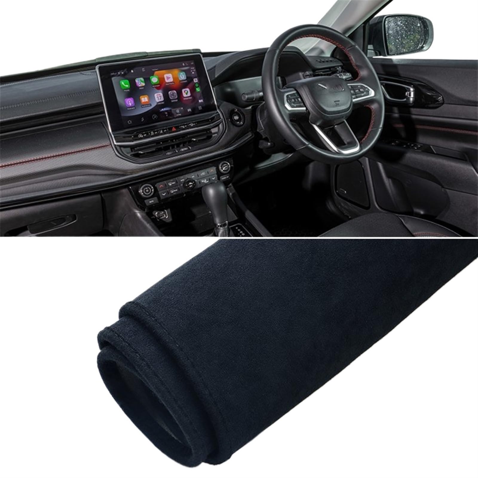 Shade Board Pad Für Jeep Für Kompass 2021 2022 2023 2024 E-Hybrid-Auto-Armaturenbrett-Lichtabdeckung Anti-UV-Rutschmatte Instrumententeppich Auto Dashboard Abdeckung(B Black RHD) von BOHHO