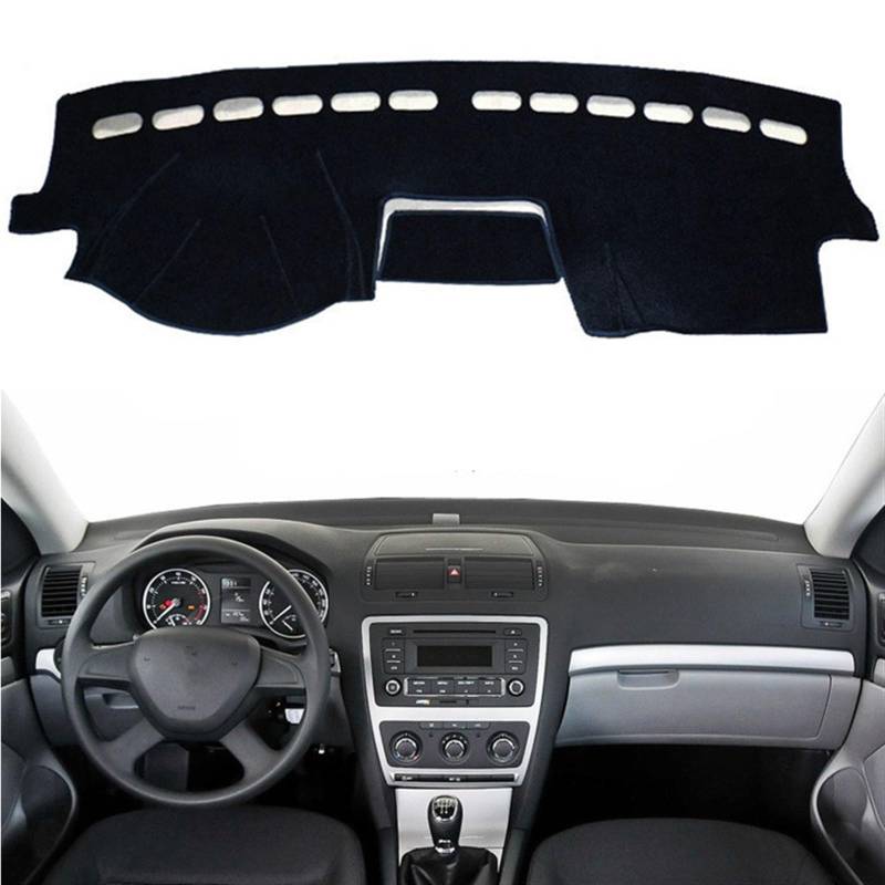 Shade Board Pad Für Skoda Für Octavia A5 2005 2006 2007 2008 2009 2010-2014 Dashboard Abdeckung Matte Pad Dash Sonnenschirm Instrument Teppich Auto Auto Dashboard Abdeckung(Black(Black Edge),Linkslenk von BOHHO