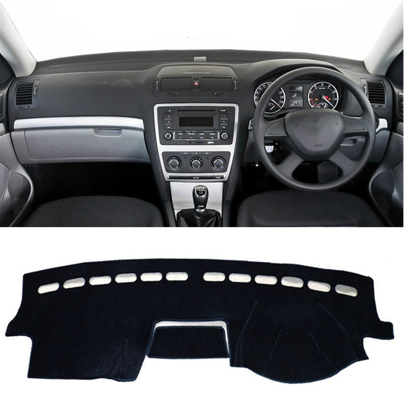 Shade Board Pad Für Skoda Für Octavia A5 2005 2006 2007 2008 2009 2010-2014 Dashboard Abdeckung Matte Pad Dash Sonnenschirm Instrument Teppich Auto Auto Dashboard Abdeckung(Black(Black Edge),Rechtslen von BOHHO