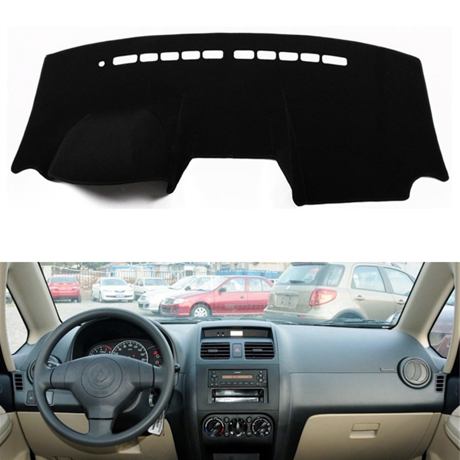 Shade Board Pad Für Suzuki SX4 2006-2013 2014 2015 2016 Instrument Sonnenschutzdach Schützen Teppich Auto Auto Dashmat Dashboard Abdeckung Matte Teppich Auto Dashboard Abdeckung(Black(Black Edge),LHD von BOHHO