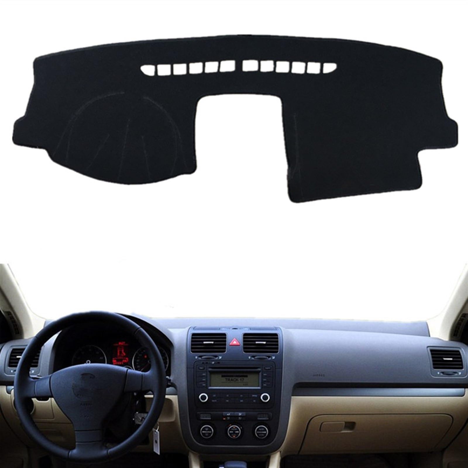 Shade Board Pad Für VW Für Golf 5 MK5 2004 2005-2009 Dashmat Dashboard-Abdeckung Pad Matte Anti-Glare Dash Sonnenschutz Teppich Teppich Auto Dashboard Abdeckung(Black(Blue Edge),Linkslenker) von BOHHO