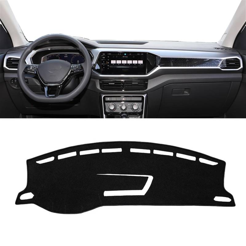 Shade Board Pad Für VW Für T-Cross Für TCross 2019 2020 2021 2022 2023 Auto-Armaturenbrett-Abdeckungsmatte Armaturenbrett Sonnenschutz rutschfeste Unterlage Auto Dashboard Abdeckung(LHD Black Side) von BOHHO