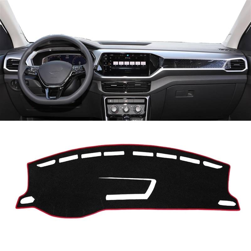 Shade Board Pad Für VW Für T-Cross Für TCross 2019 2020 2021 2022 2023 Auto-Armaturenbrett-Abdeckungsmatte Armaturenbrett Sonnenschutz rutschfeste Unterlage Auto Dashboard Abdeckung(LHD Red Side) von BOHHO