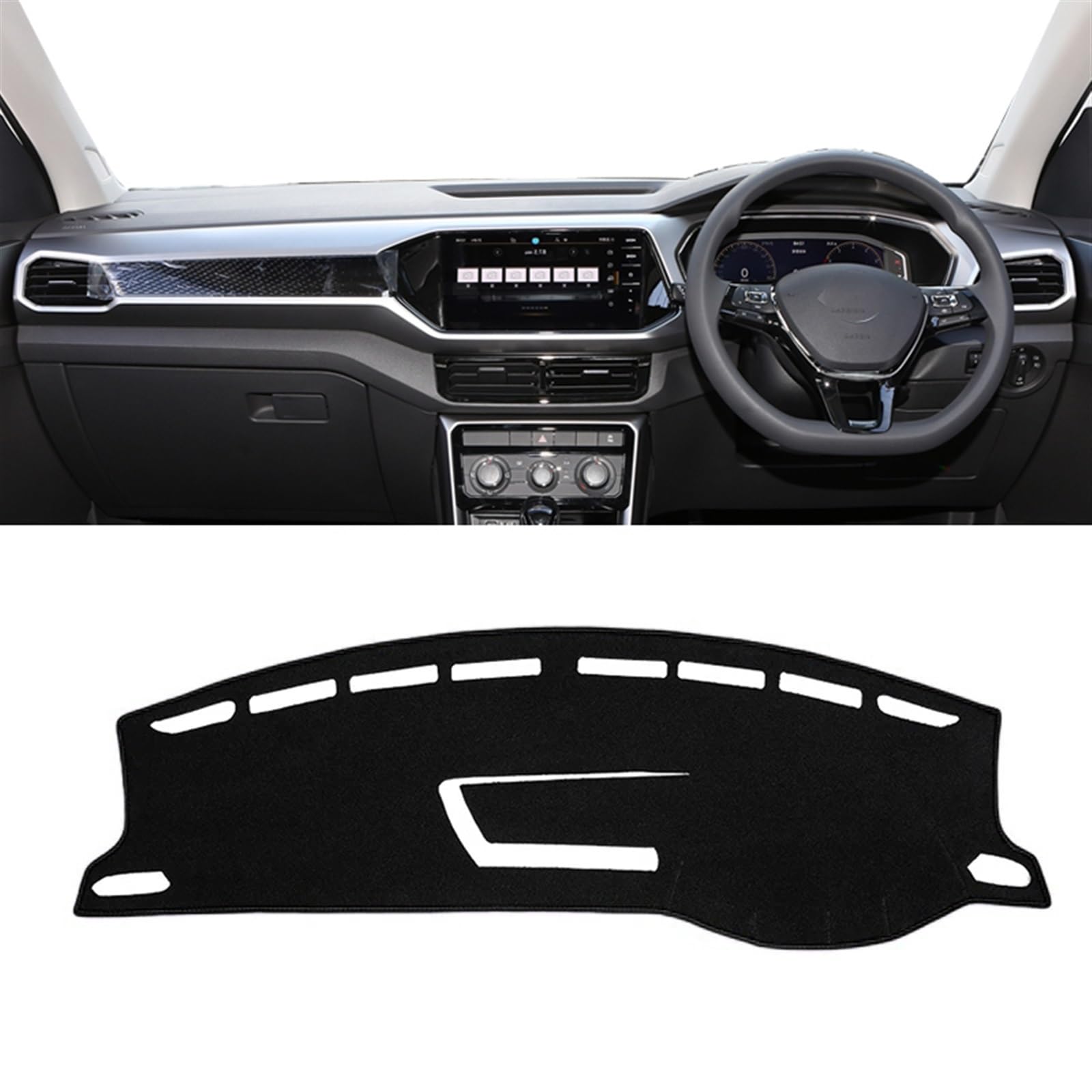 Shade Board Pad Für VW Für T-Cross Für TCross 2019 2020 2021 2022 2023 Auto-Armaturenbrett-Abdeckungsmatte Armaturenbrett Sonnenschutz rutschfeste Unterlage Auto Dashboard Abdeckung(RHD Black Side) von BOHHO