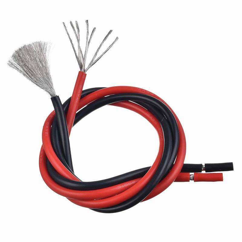 BOJACK 12 Gauge Silikondraht 10 Fuß rot und 10 Fuß schwarz Flexibler 12 AWG verseilter Kupferdraht (Packung mit 1 Paar) von BOJACK