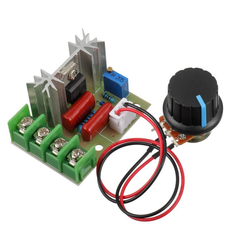 BOJACK Motordrehzahlregler 2000W SCR AC Spannungsregler 50-220V PWM Elektronischer Dimmer Thermostatregler mit Externem Knopf und Kabel von BOJACK