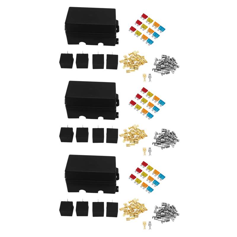 BOLAXHCA 12 Way Blade Sicherungshalter Box mit Flachstecker und Sicherung 12PCS 4Pin 12V 80A Relais für Auto-AnhäNger und Boot von BOLAXHCA