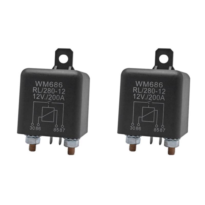 BOLAXHCA 2X Batterietrennrelais 12V 4-Pin WM686 Startrelais Auto EIN/AUS-Schalter Schließer Relais RL/280 200A von BOLAXHCA