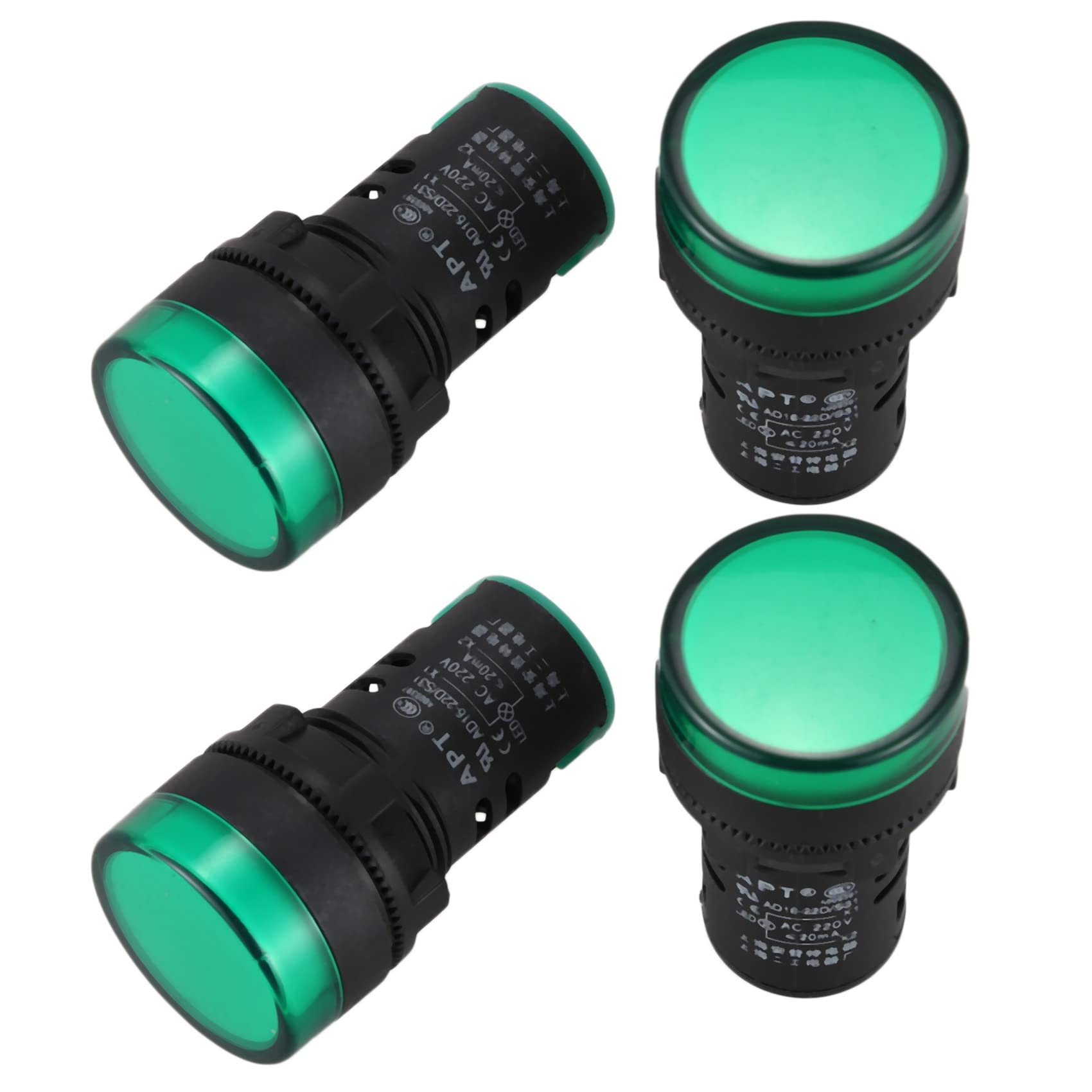 BOLAXHCA 4 StÜCk AC220V GrÜNe LED Betriebsanzeige Kontrollleuchte Lampe 22mm Dia von BOLAXHCA