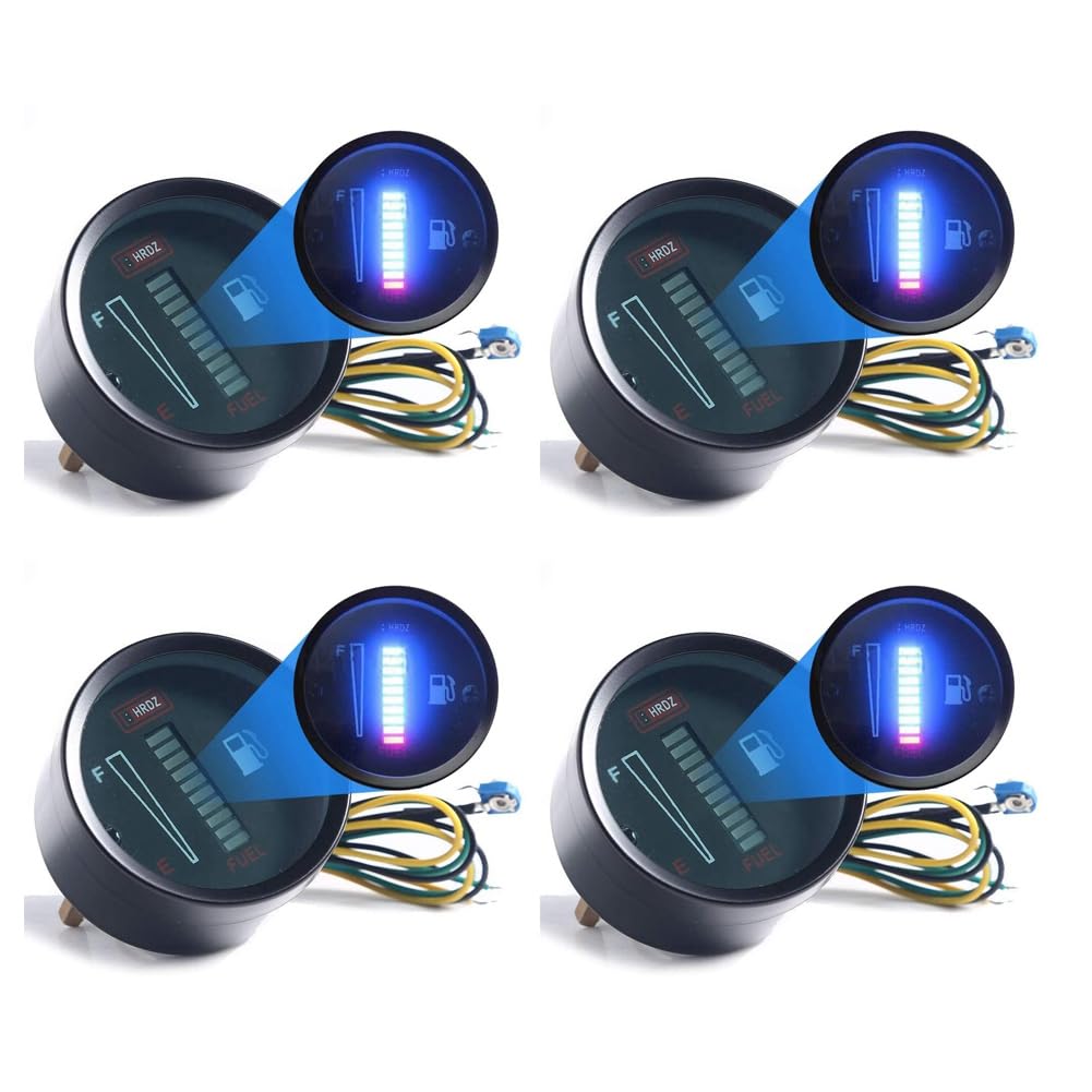 BOLAXHCA 4X 24V 2 52mm Universal Auto Motorrad Kraftstoffstandanzeige LED-Lichtanzeige Kraftstofftankanzeige Boot Wohnmobil von BOLAXHCA