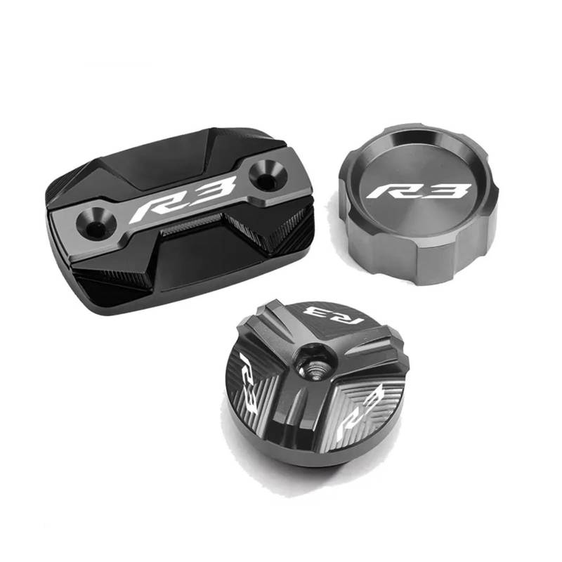 Abdeckungen für den Hydrauliktopf der Vorder- und Für Ya@&maha R3 YZF-R3 YZFR3 2015-2024 Motorrad-Bremsflüssigkeitsbehälterdeckel Vorne Und Hinten, Zylinderdeckelschutz, Öleinfülldeckel(B-Grey) von BOLNEY