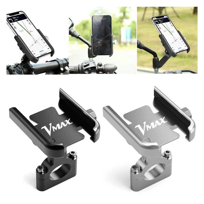 BOLNEY Lenker Telefon Halter Rückspiegel Halter Für Ya@&maha VMAX V-MAX 1200 1700 2009-2020 Motorrad-CNC-Zubehör Lenker Handyhalter GPS-Ständerhalterung(B) von BOLNEY