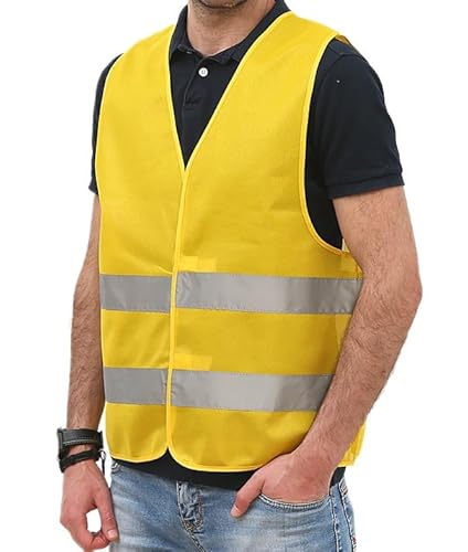 BOMOOMOO Pack of 5 Car Safety Vests, Warnweste, Sicherheitsweste Fahrrad, Auto Reise zubehör, for Adults Washable Motorcycle, mit 5 Taschen mit Kordelzug (Unisex,Erde gelb) von BOMOOMOO