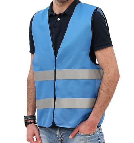 BOMOOMOO Pack of 5 Car Safety Vests, Warnweste, Sicherheitsweste Fahrrad, Auto Reise zubehör, for Adults Washable Motorcycle, mit 5 Taschen mit Kordelzug (Unisex,blau) von BOMOOMOO