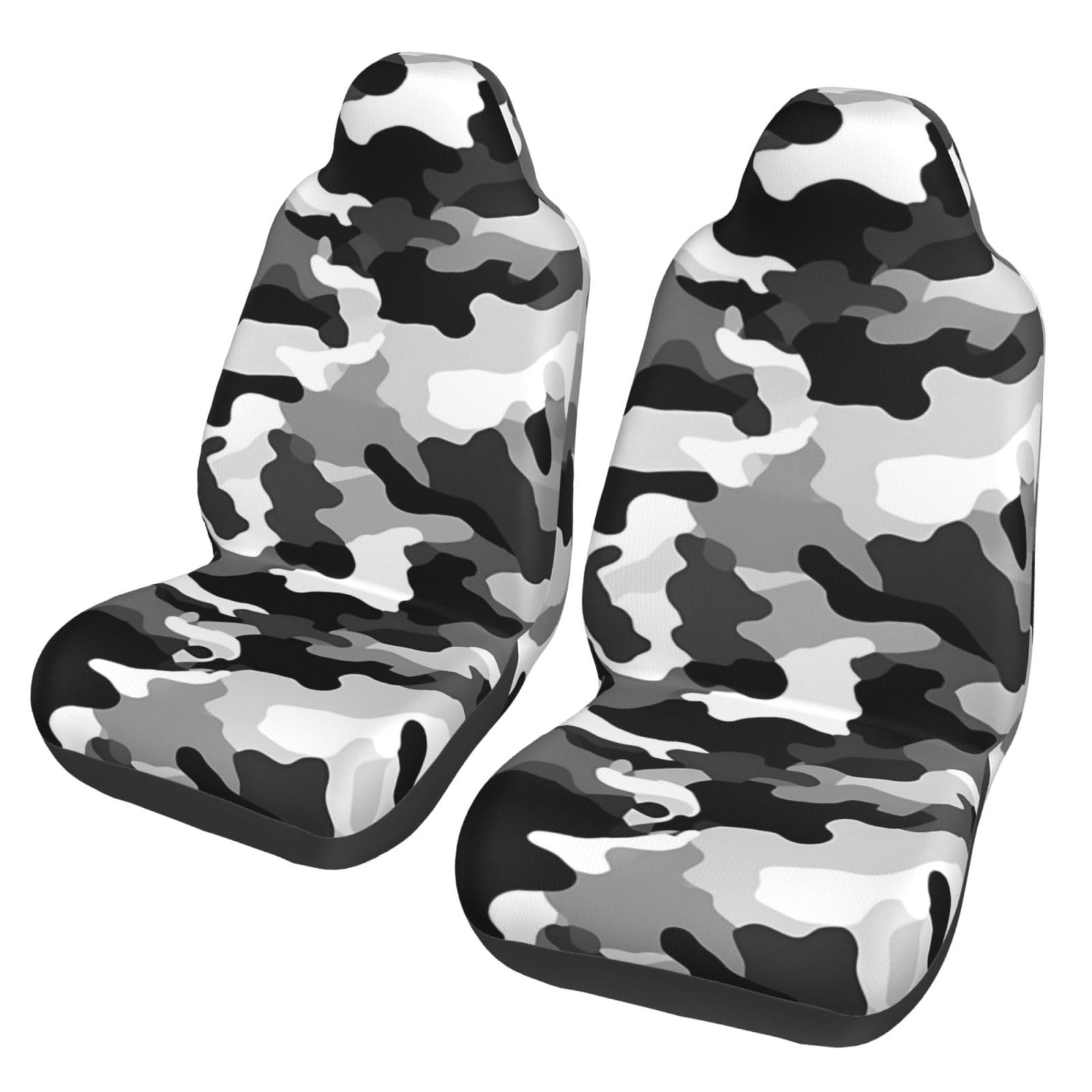 BONDIJ Autositzbezüge, waschbar, Vordersitzbezüge, universal, für Vordersitze, passend für Auto-Zubehör, Schwarz / Grau / Weiß mit Camouflage-Aufdruck, 2 Stück von BONDIJ