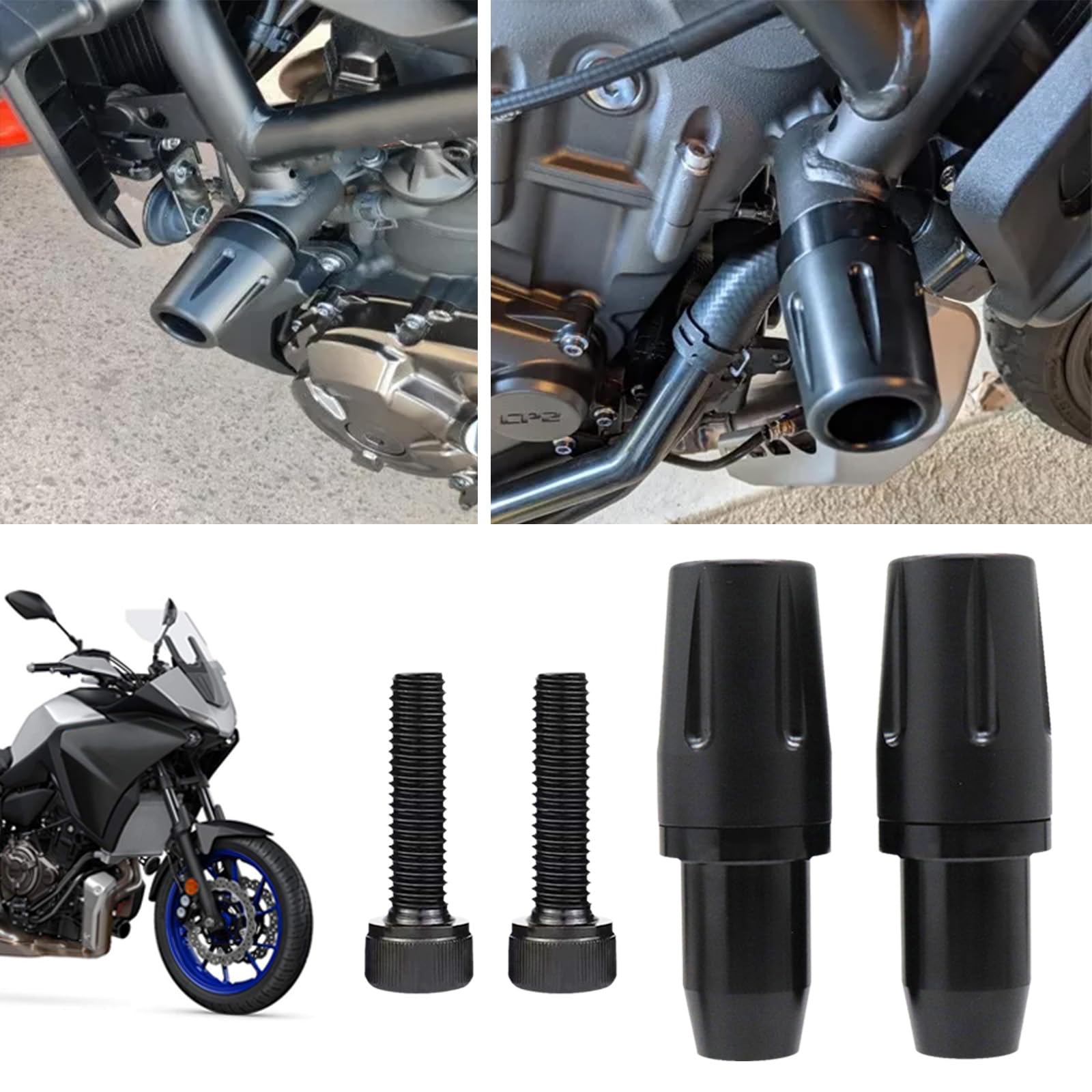 Sturzschutzrahmen für Motorrad, Motorrad Sturzschutzbügel CNC Rahmen Sliders Guard Falling Crash Schutz Für Yamaha MT-07 FZ07 MT07 Tracer mt 07 2014-2021 2022 2023 2024 Fallschutz Zubehör Sturzpads von BONJUME