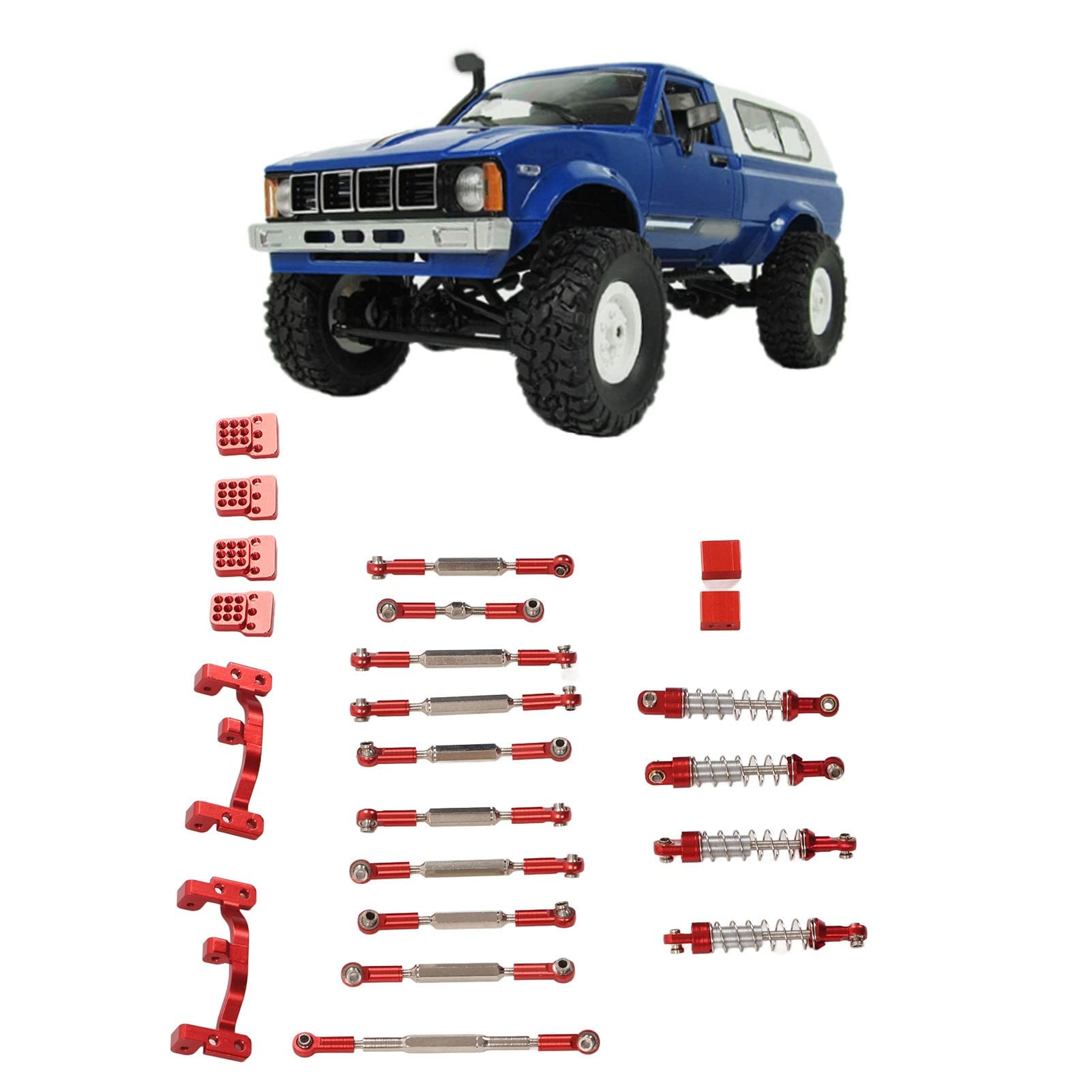 RC-Stoßdämpfer-Set, RC-Car-Upgrade-Ersatzsatz, Stoßdämpfer aus Aluminiumlegierung, RC-Car-Zugstangen-Kit für C24 C14 C14K C24K RC-Car (rot) (Rot) von BONKZEBU