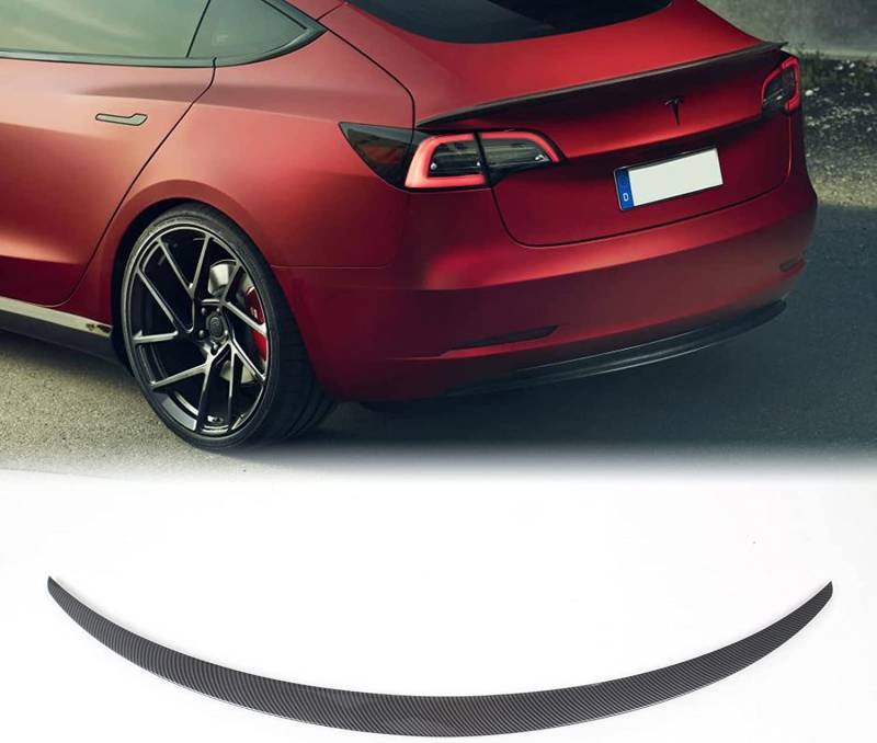 BONRYAN Neu Geeignet für Tesla Model 3 Spoiler OEM-Stil Heckspoiler Flügel Lip für 2018 2019 2020 2021 2022 2023 Tesla Model 3 Zubehör(Glänzend Carbon Stil) von BONRYAN