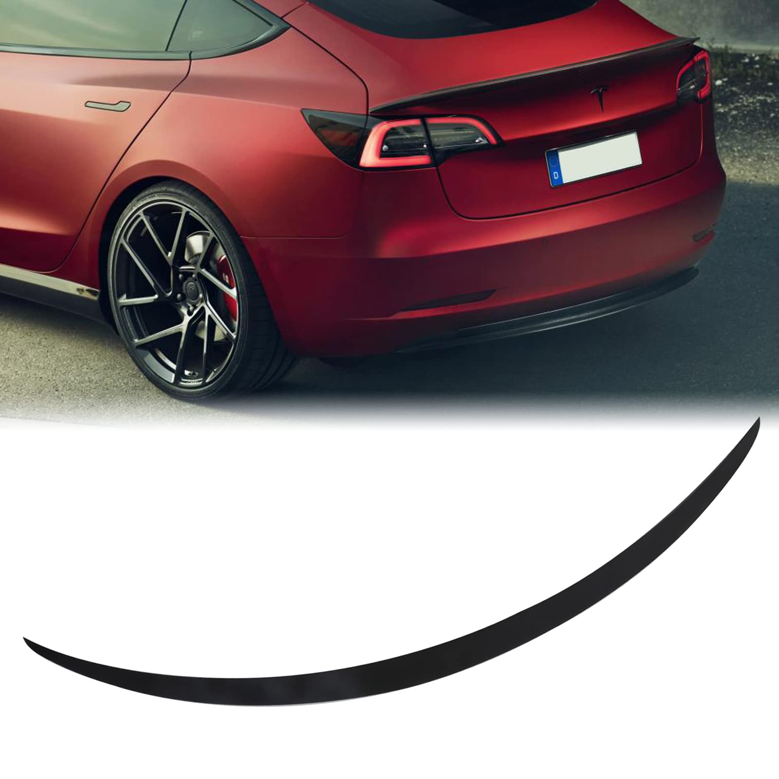 BONRYAN Neu Geeignet für Tesla Model 3 Spoiler OEM-Stil Heckspoiler Flügel Lip für 2018 2019 2020 2021 2022 2023 Tesla Model 3 Zubehör(Matte Schwarz) von BONRYAN