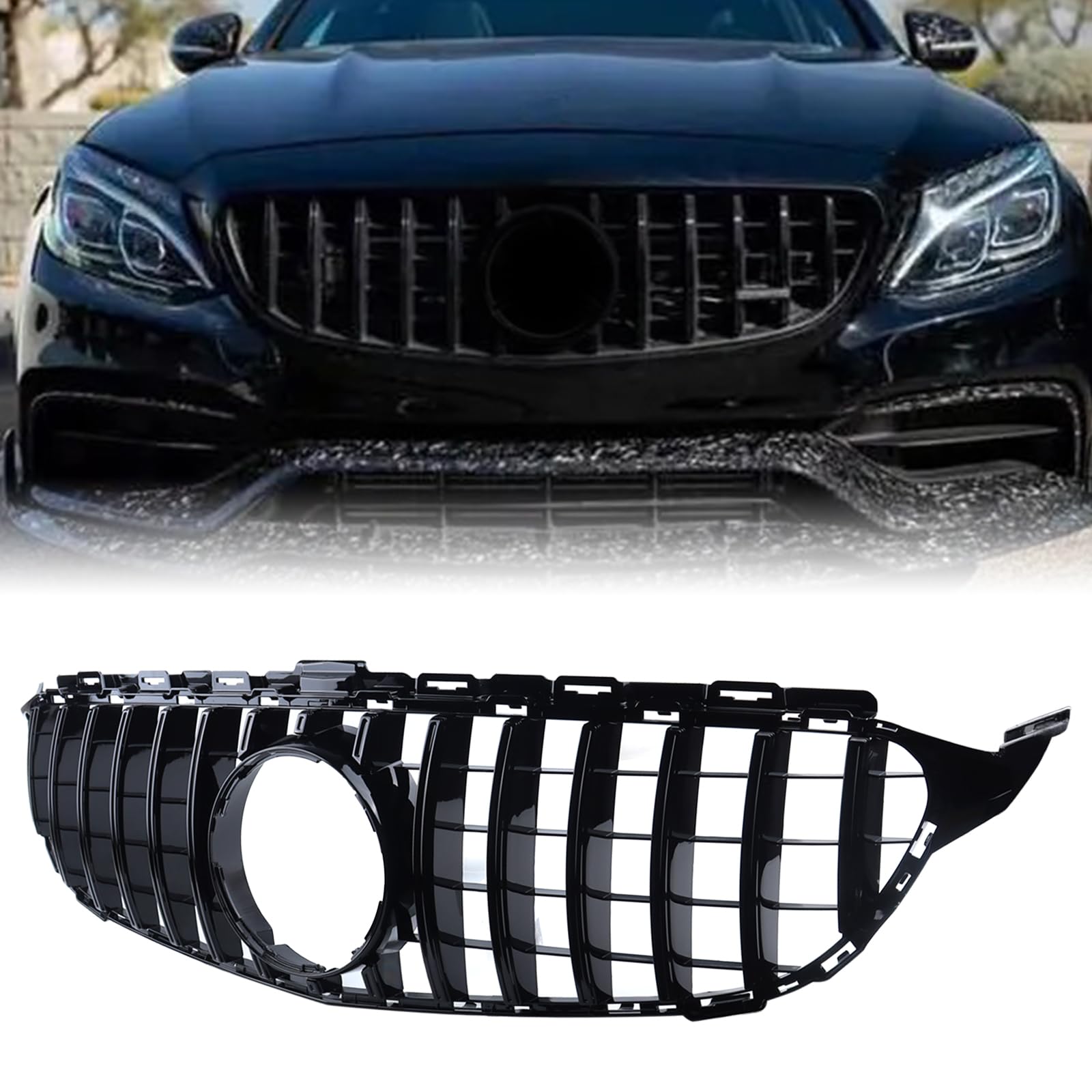 BONRYAN W205 Kühlergrill für Mercedes C-class W205 S205 2014 2015 2016 2017 2018 Sport Schwarz glänzend grill von BONRYAN