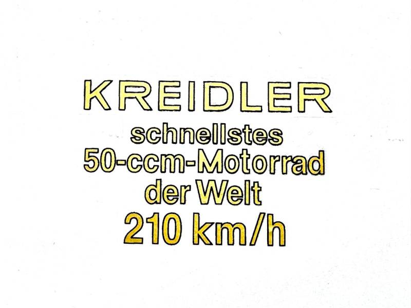 1 x Aufkleber Kreidler schnellstes 50-ccm-motorrad der Welt 210 km/h gold Tank von BOOL-tec