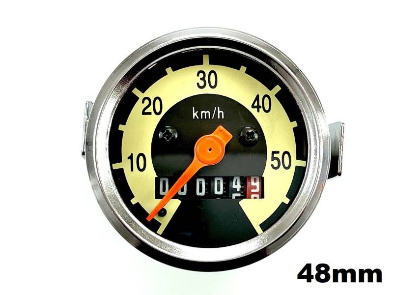 Nostalgie Tacho 50km/h / Tachometer 48mm Durchmesser creme / schwarz von BOOL-tec