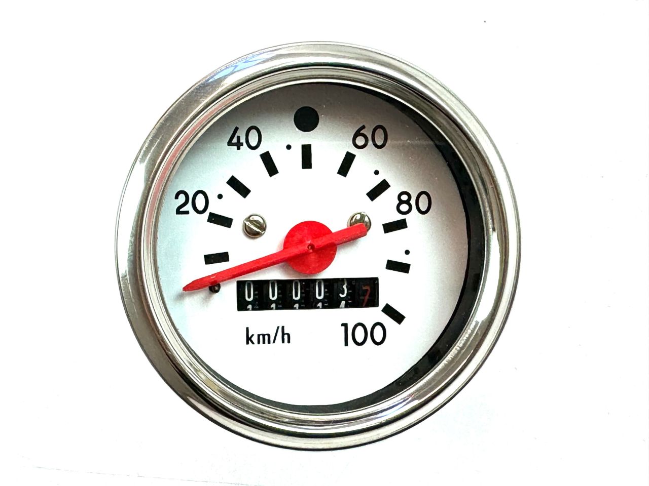 Tacho groß 60mm VDO Anschluß Tachometer 100km/h Moped Mokick Simson weiß chrom von BOOL-tec